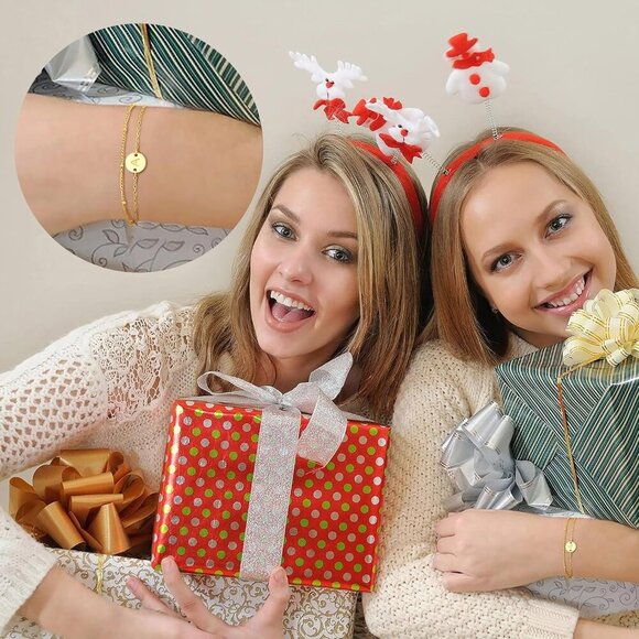 Gold Plated Initial Bracelet Dainty 18K Gold for Women Trendy Personalized Gift - Picture 4 of 7